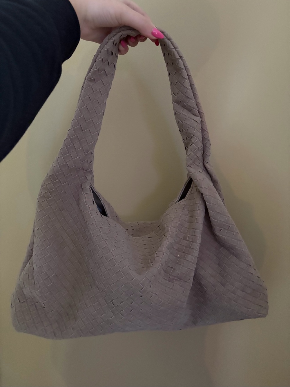 Woven Shoulder Hobo Bag - Taupe